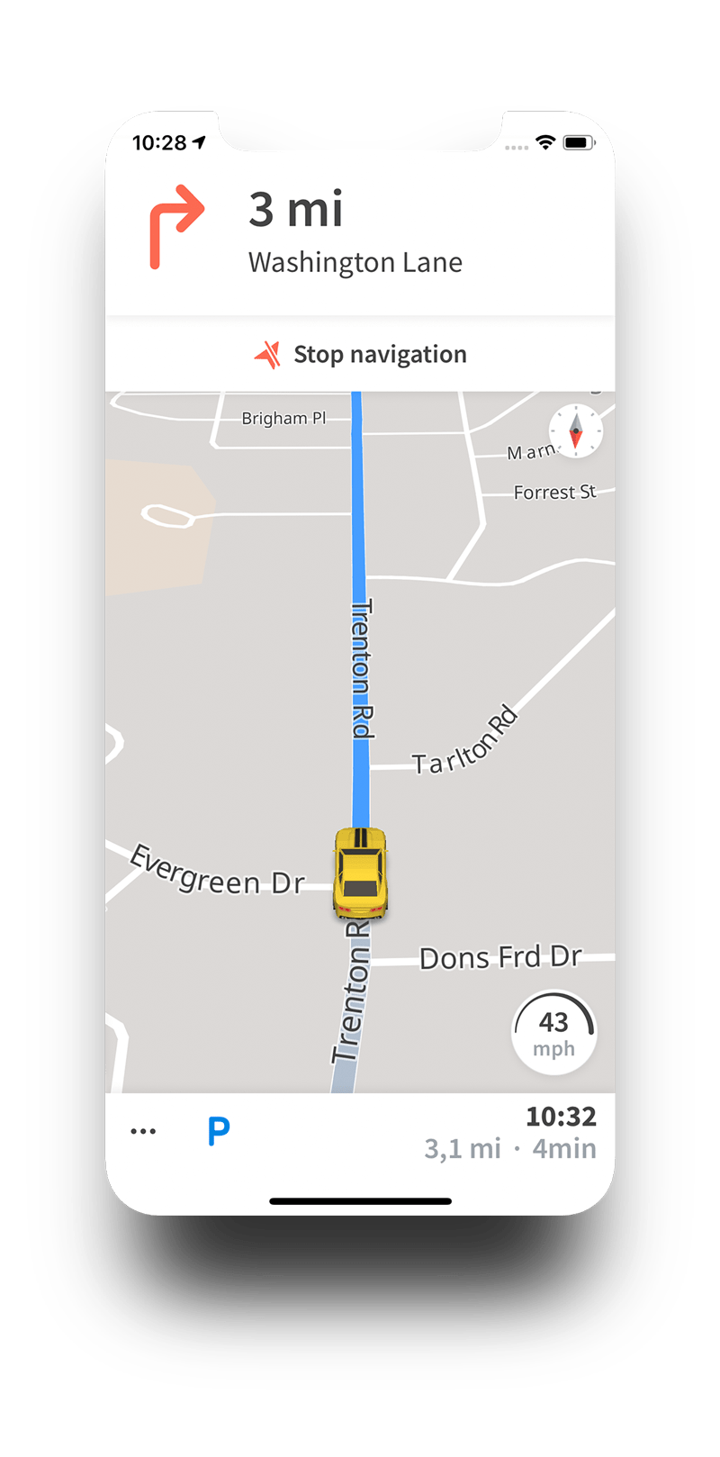 Karta GPS during a route